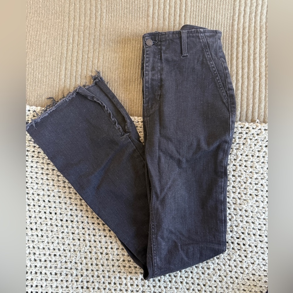 We The Free Level Up Slit Slim Flare Jeans in Pitch Blackk